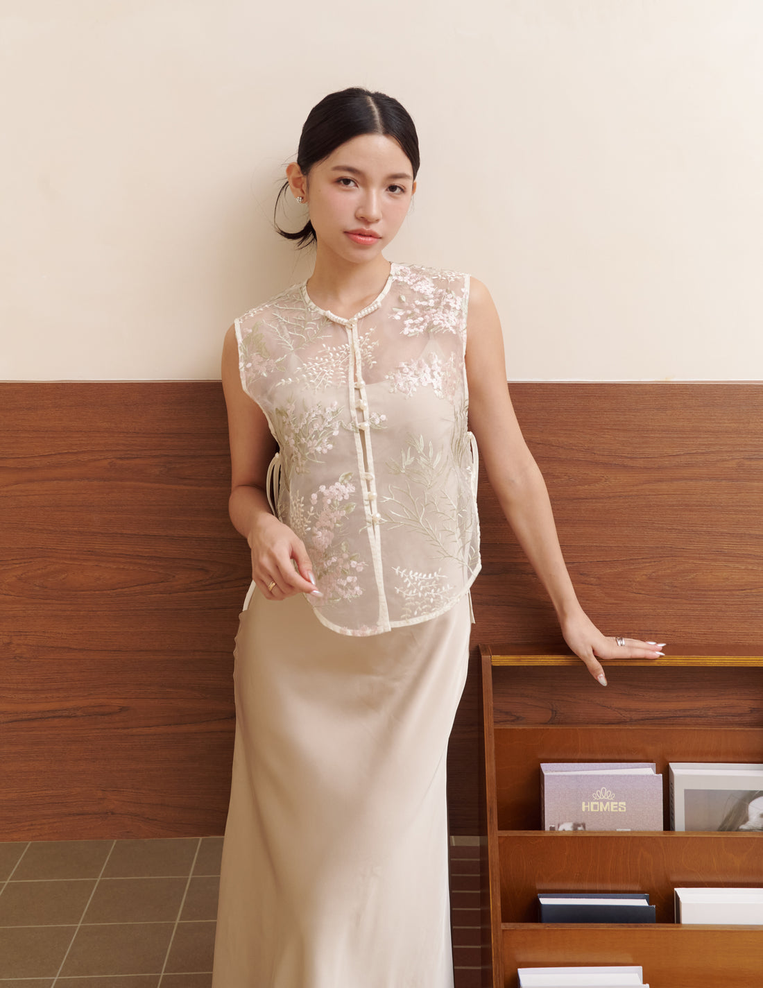 Yun Lace Overlay Top in Blush Garden