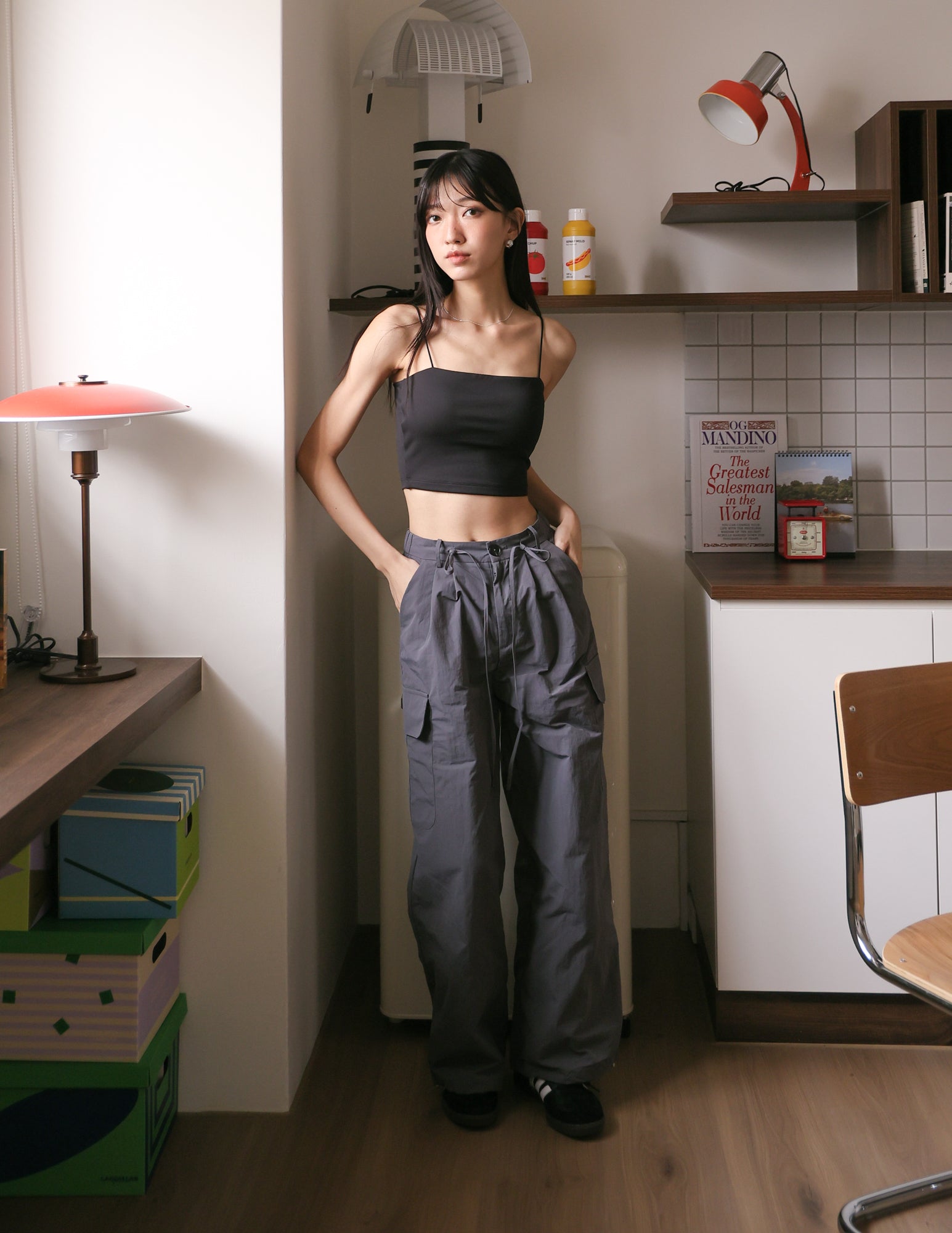 Alexa Cargo Pants in Dark Grey