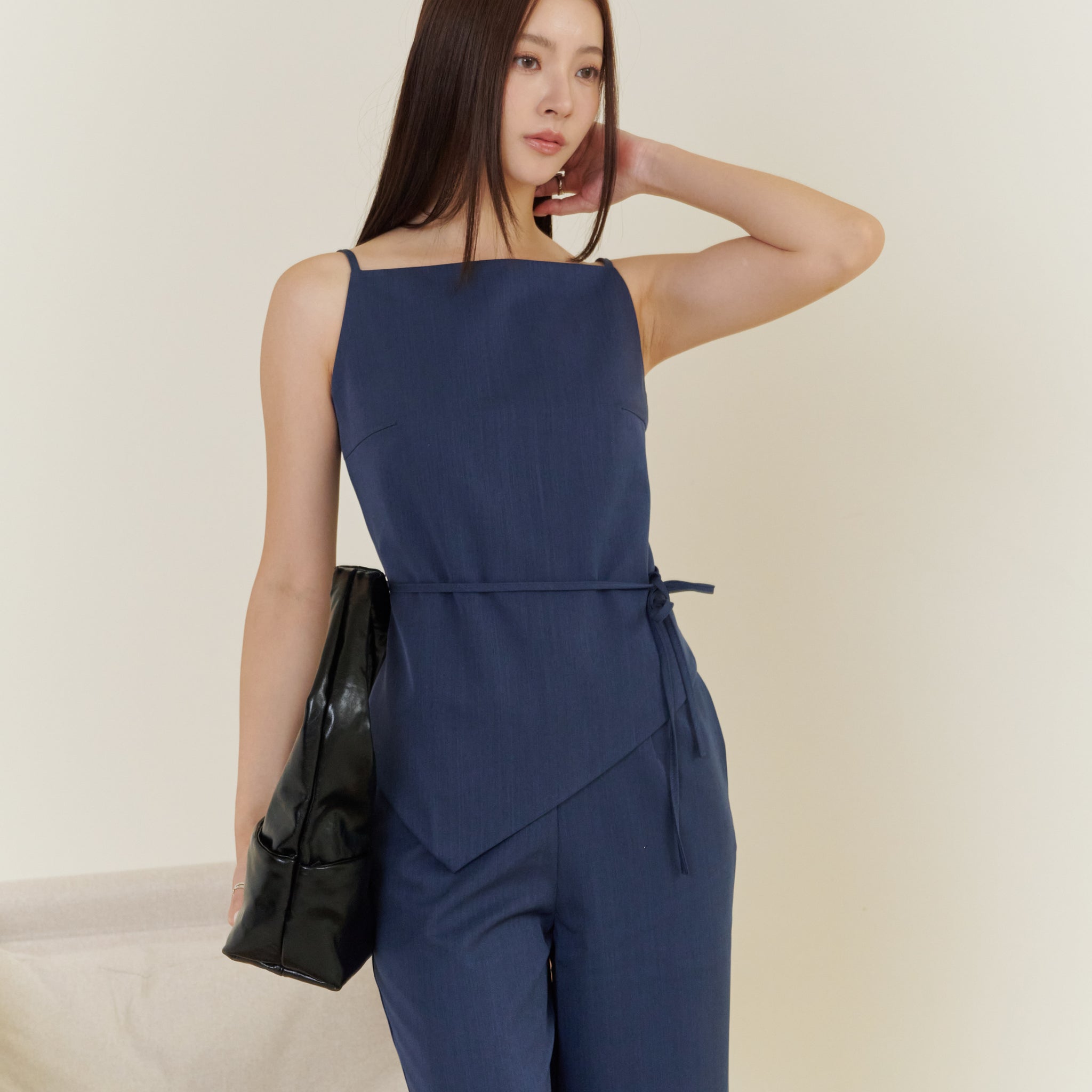 Georgina Asymmetrical Top in Navy