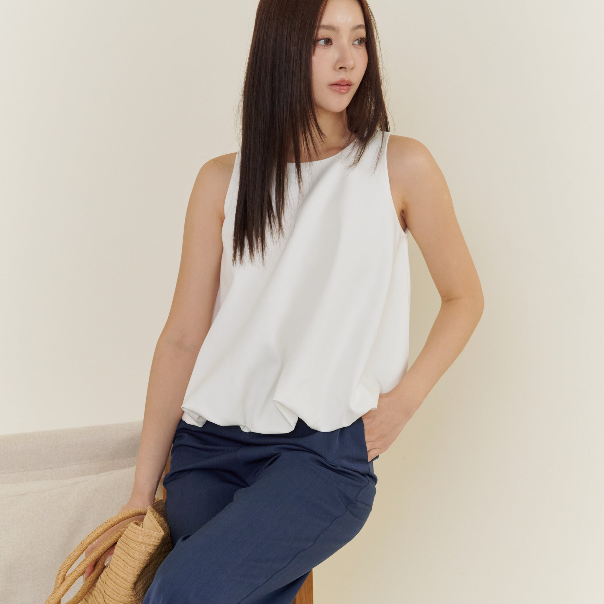 Joyce Bubble Top in White