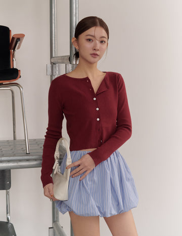 Avery Knit Crop Cardigan in Burgundy