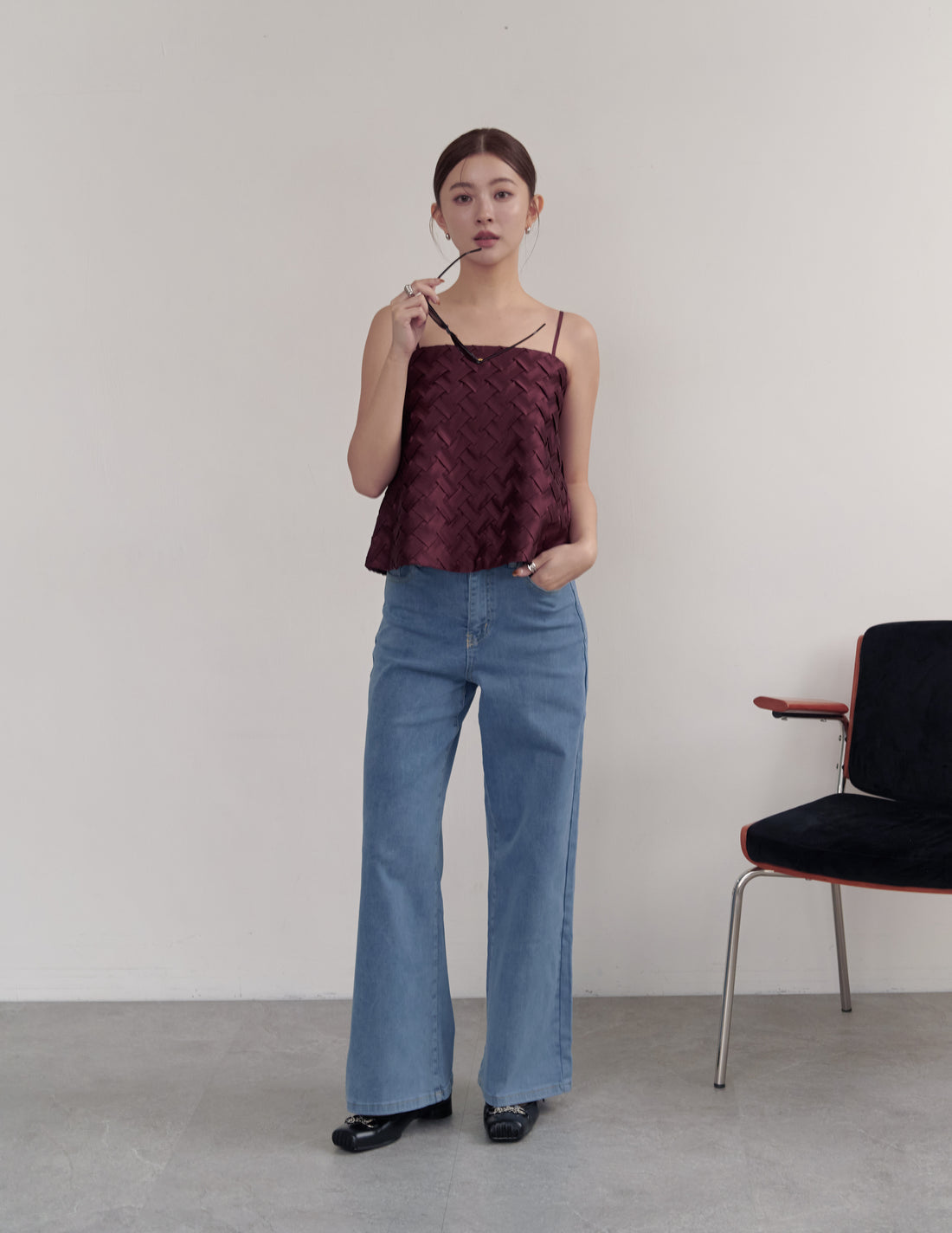 Helena Weave Top in Wine