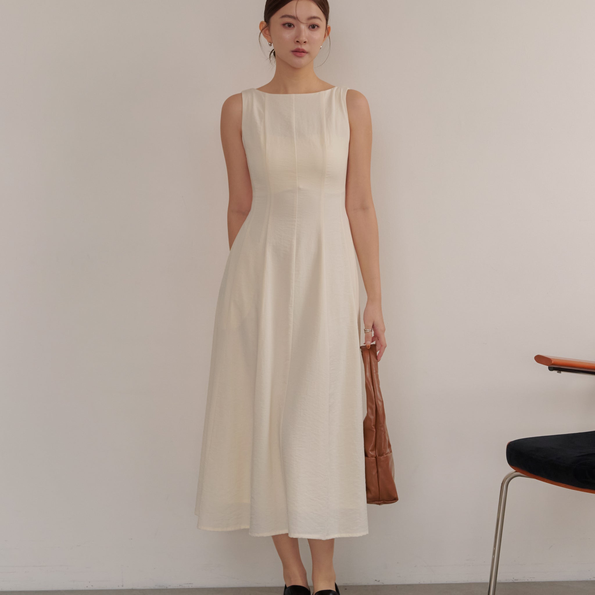 Carrie Panel Midi Dress in Ivory