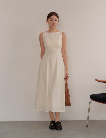 Carrie Panel Midi Dress in Ivory