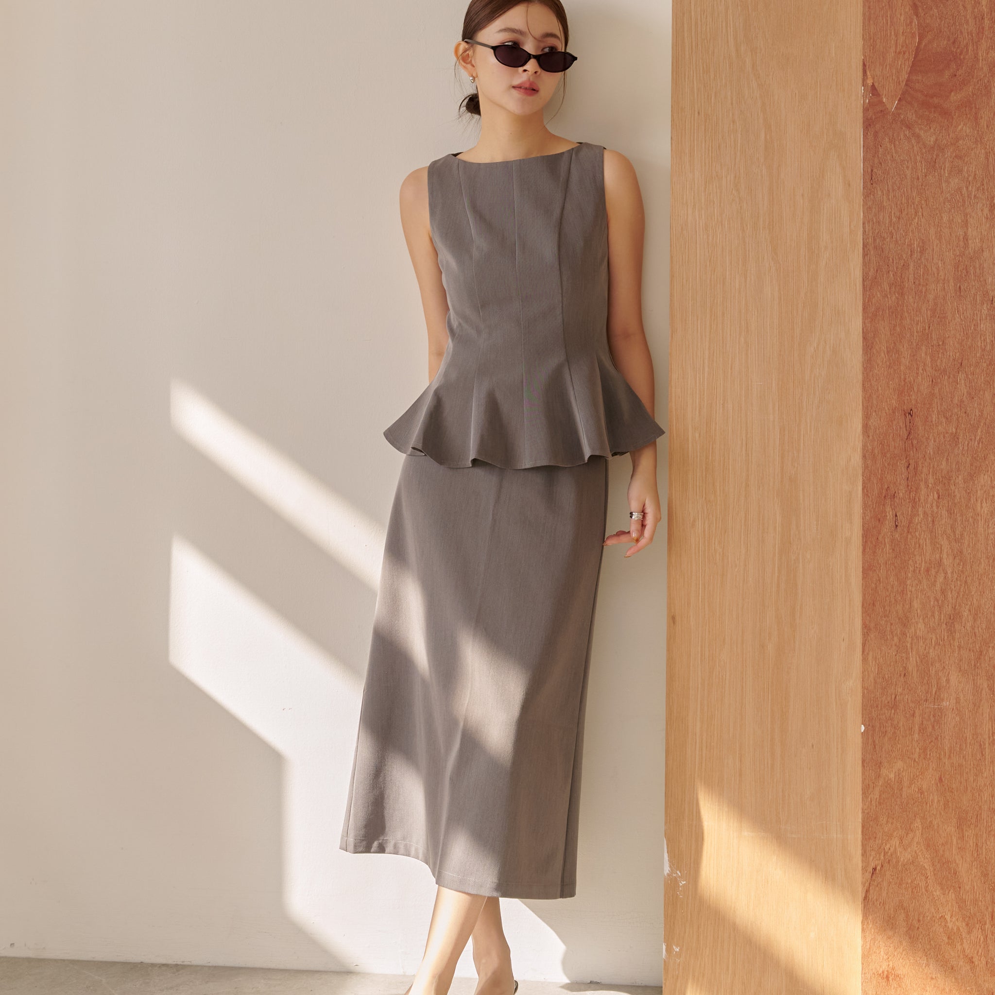 Madison Midi Skirt in Grey