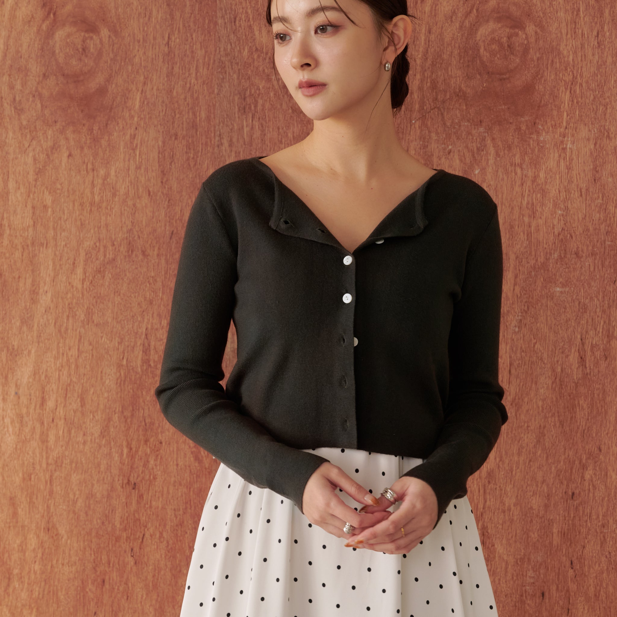 Avery Knit Crop Cardigan in Charcoal