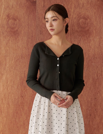 Avery Knit Crop Cardigan in Charcoal