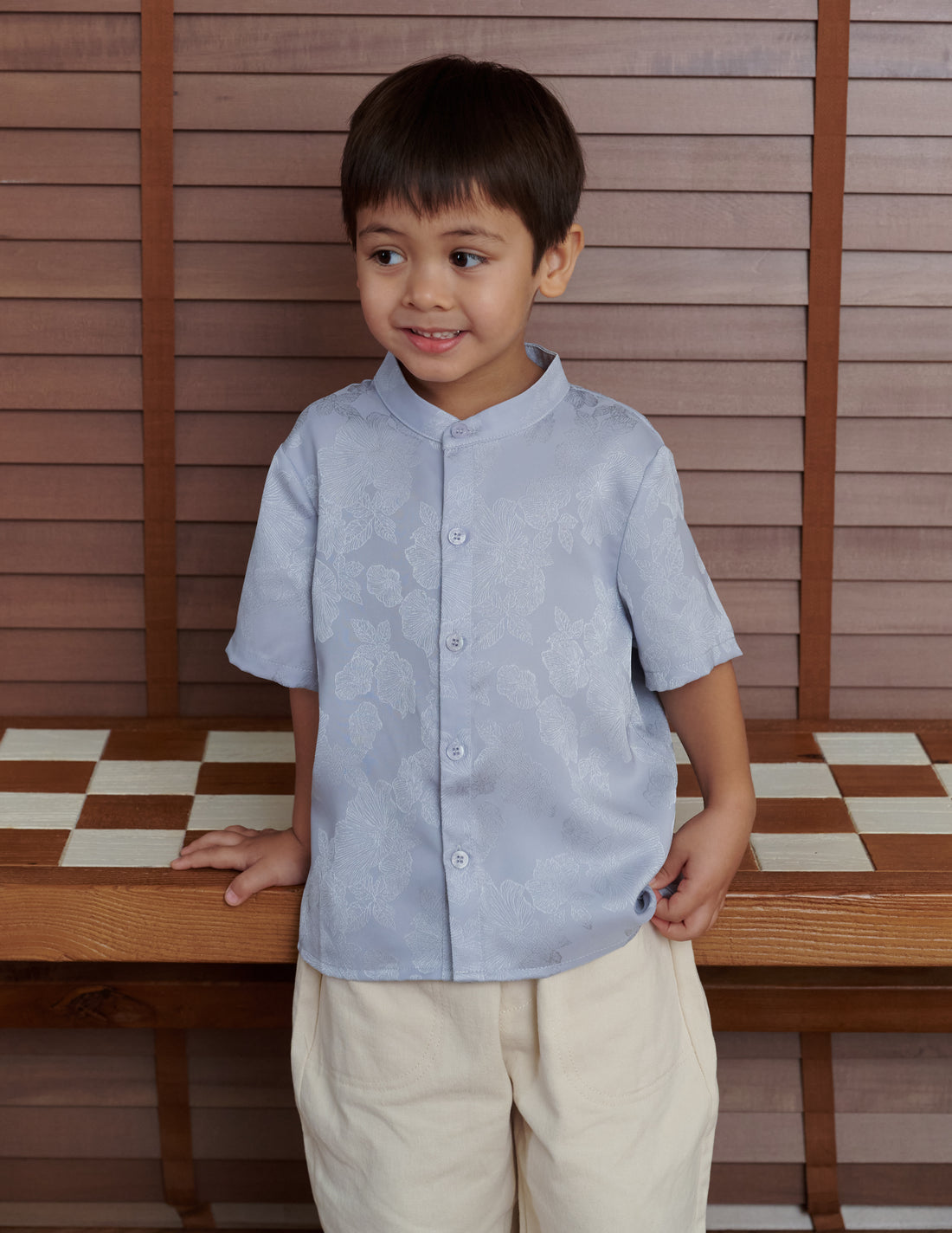 Oliver Jacquard Boy's Shirt in Blue