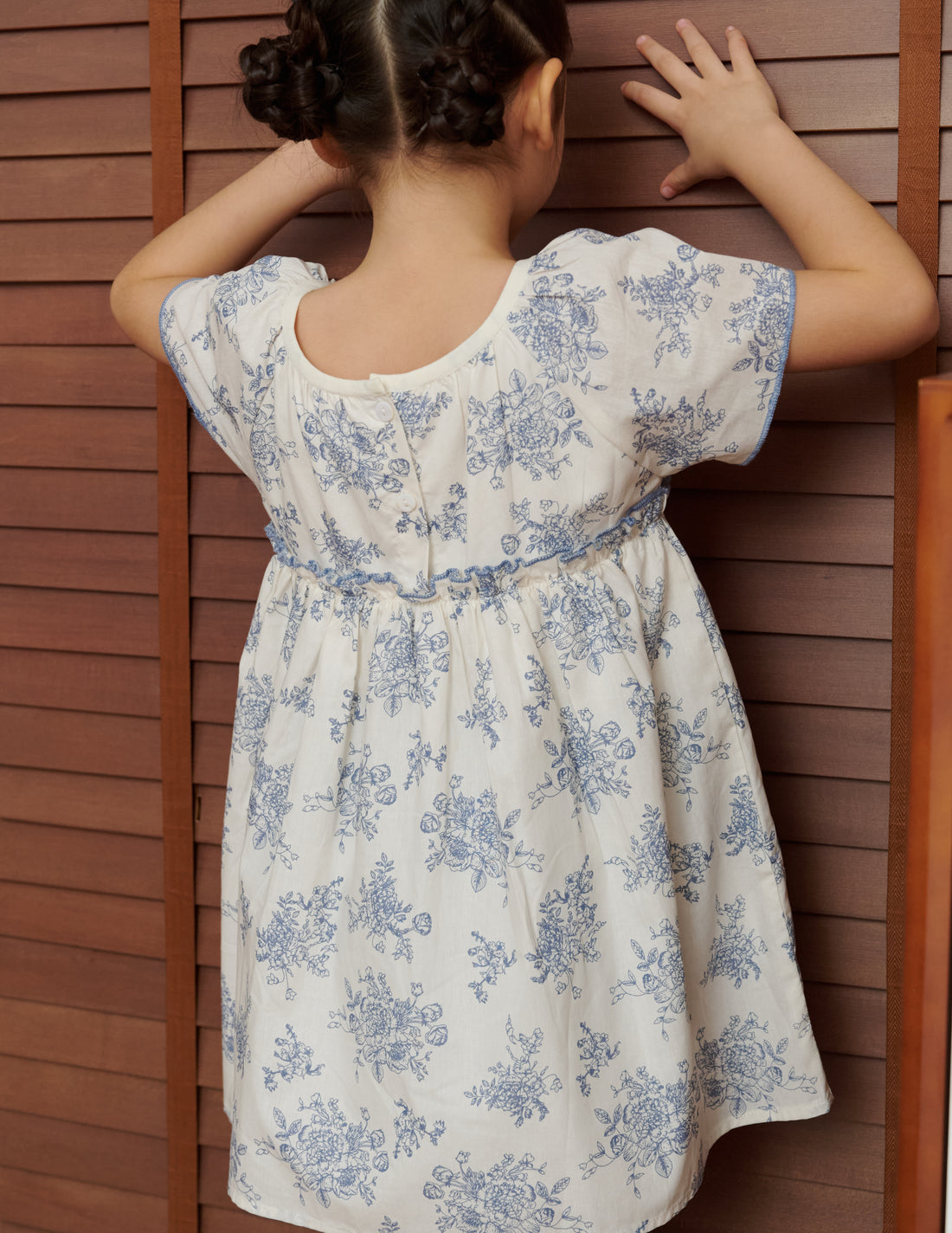 Anya Floral Girl's Dress in Blue