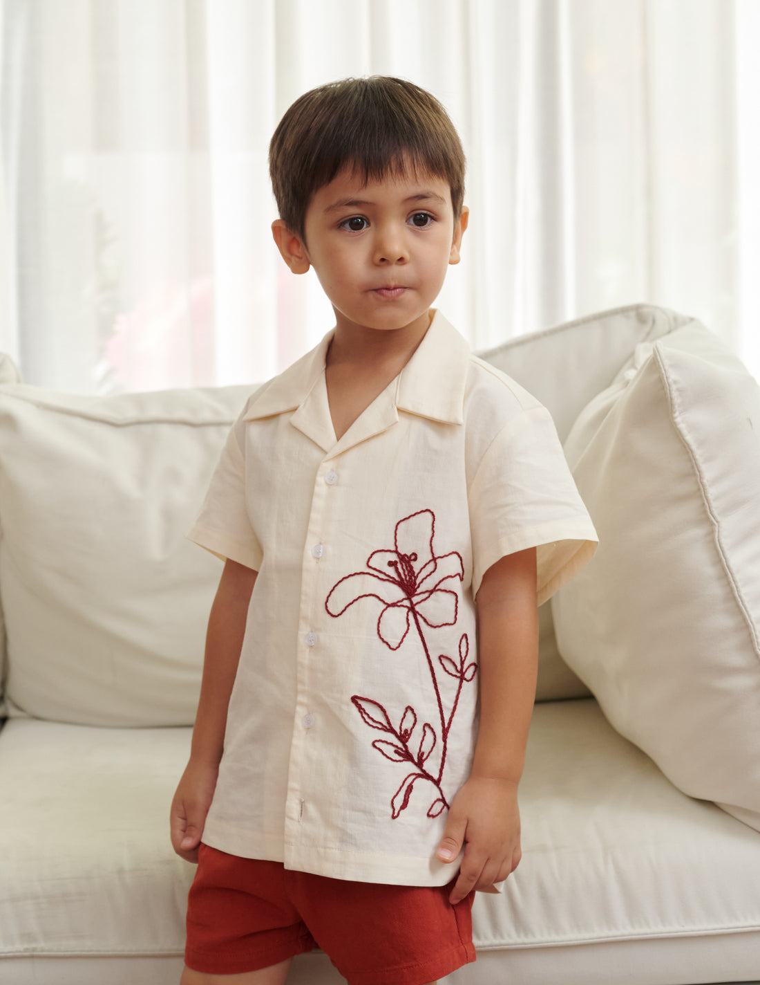 Ken Embroidered Floral Boy's Shirt