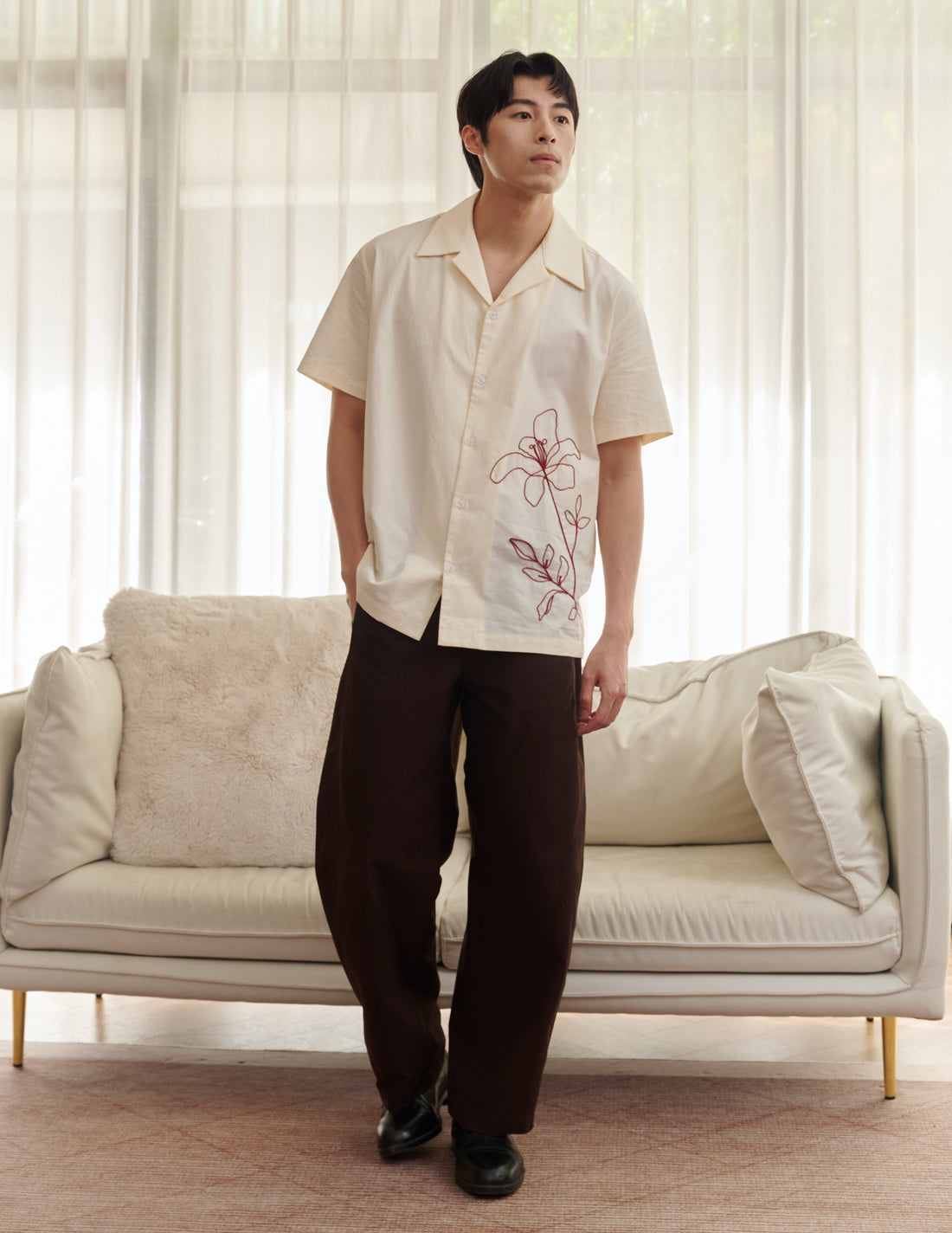 Ryo Embroidered Floral Men's Shirt