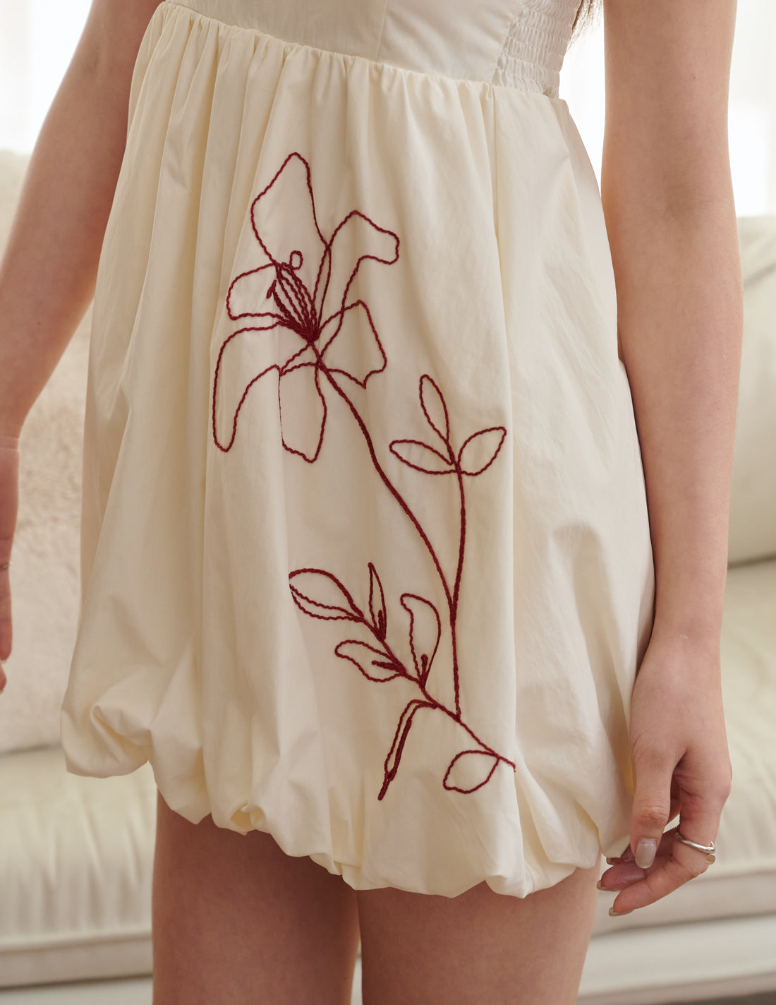 Nana Embroidered Floral Padded Romper Dress