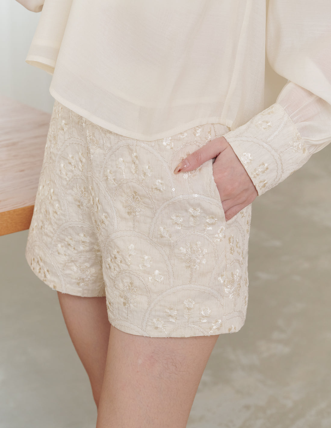 *ETA: 5-9 FEB* Moraine Embroidered Shorts in Cream