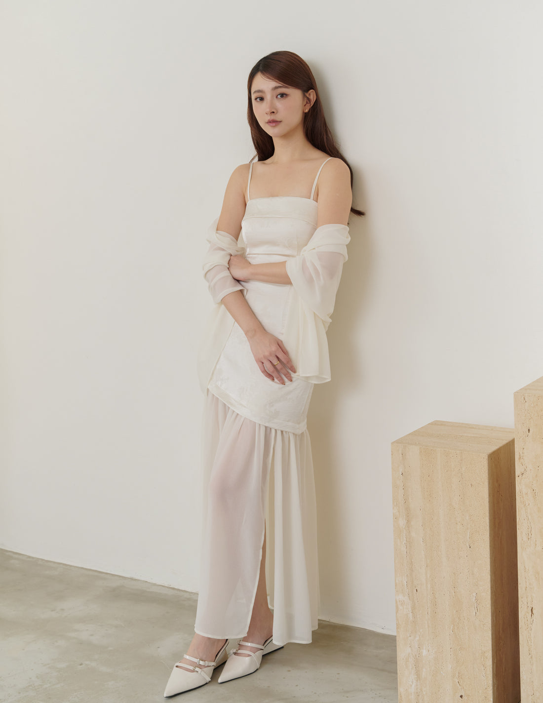 *ETA: 9-11 Feb* Belle Jacquard Scarf Padded Dress in Ivory