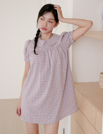 Izzy Plaid Babydoll Dress in Pink