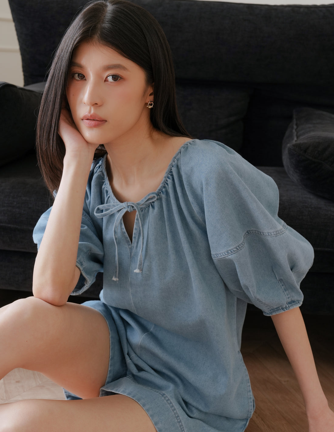 Trixi Oversized Denim Romper in Light Wash