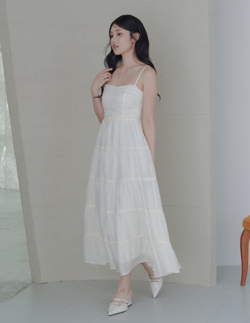Lyndsey Padded Maxi Dress in White
