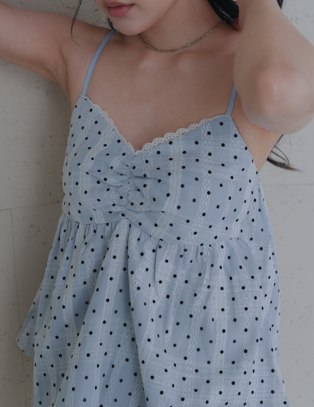 Rita Padded Babydoll Top in Polka Dot