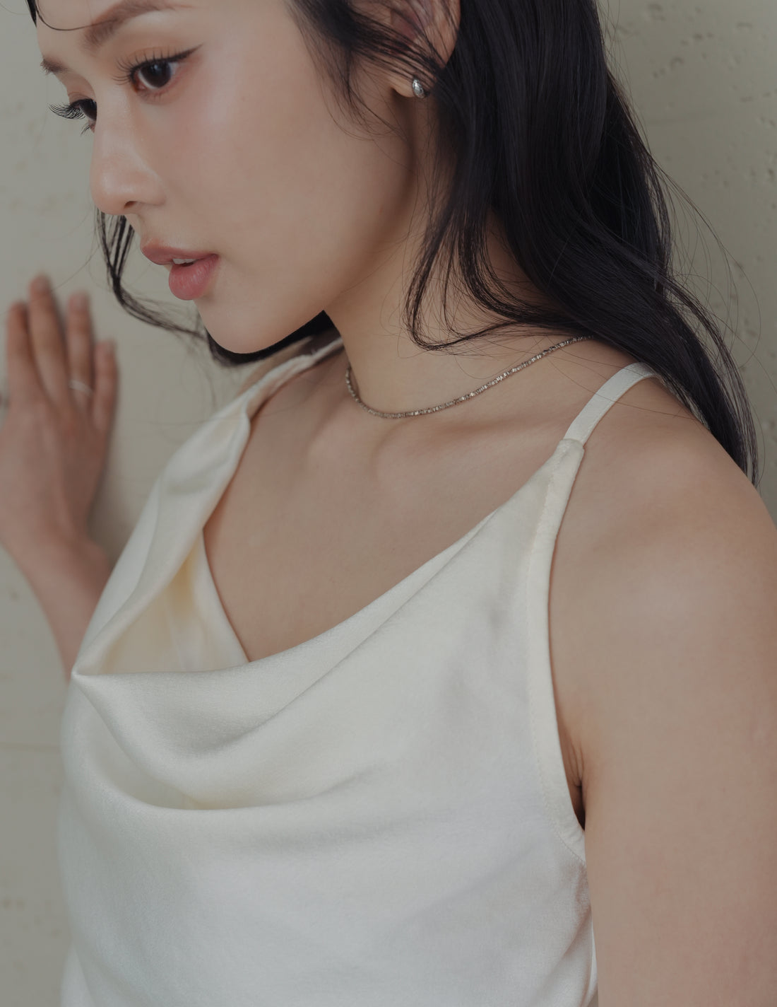 Nova Cowl Satin Top in Ivory