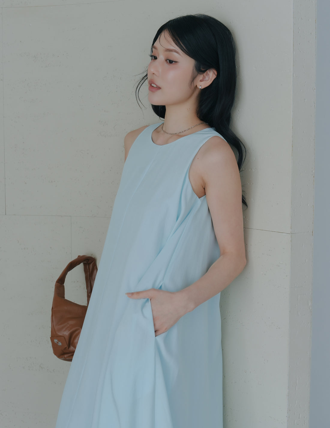 Jocelyn Bubble Midi Dress in Blue