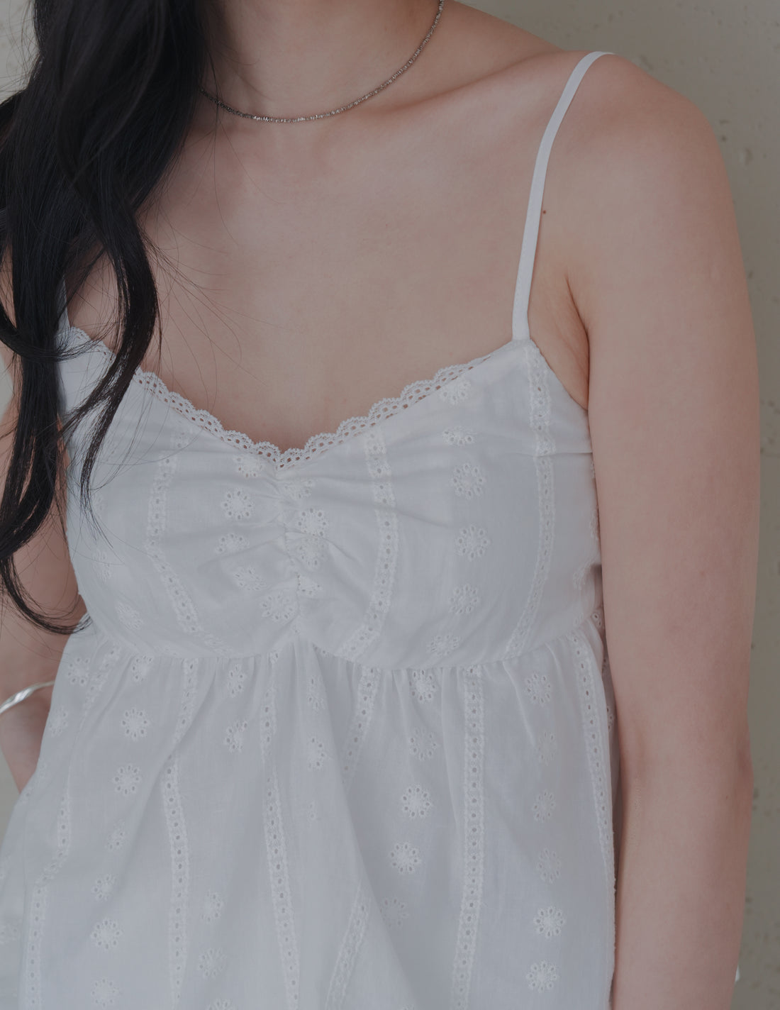 Rita Padded Babydoll Top in Eyelet