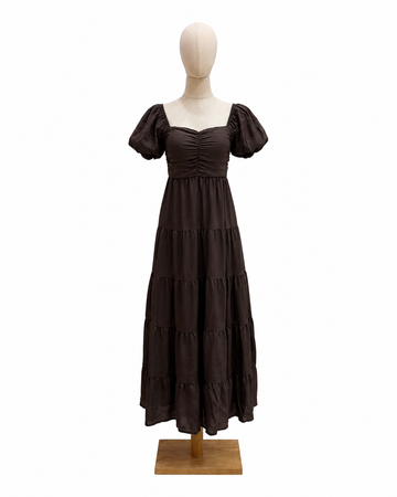 *PO* Lynette Padded Maxi Dress in Brown