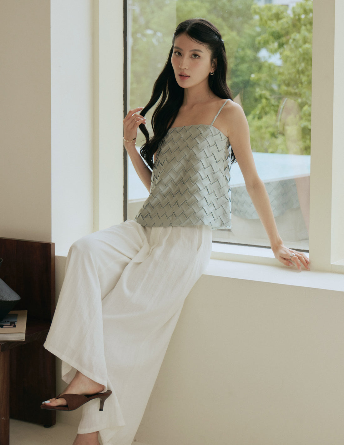 Helena Weave Top in Sage