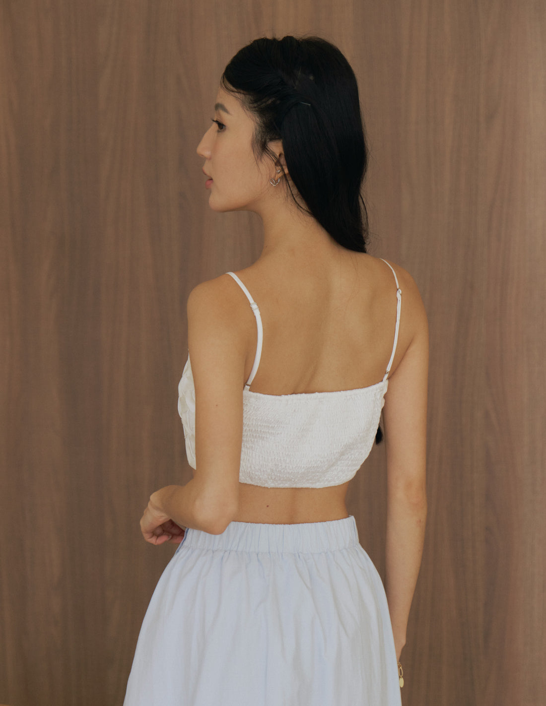 *PO* Marissa Weave Padded Crop Top in White