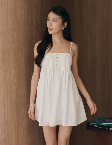 Valeska Padded Babydoll Dress in White