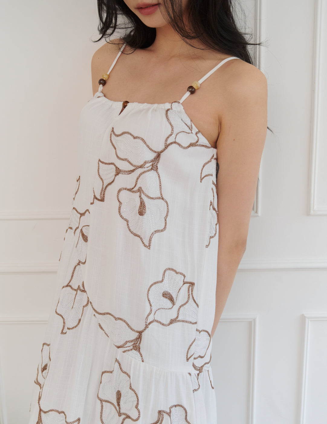 Coco Embroidered Floral Dress in White