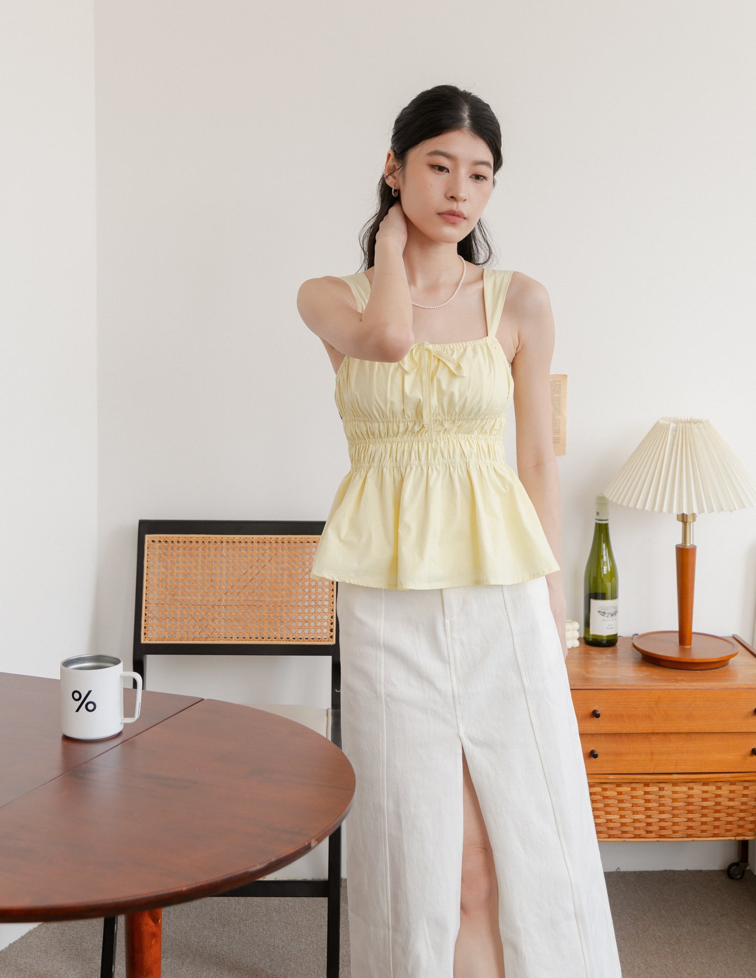 Serene Peplum Padded Top in Yellow