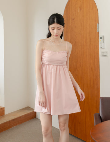 Christelle Padded Babydoll Dress in Blush