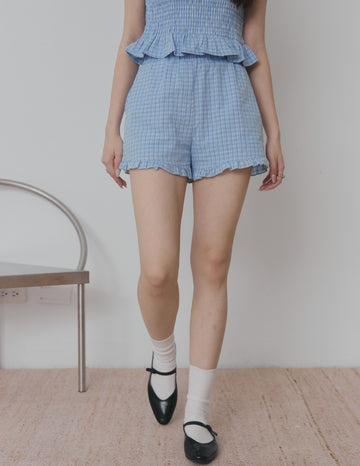 Cora Plaid Shorts in Blue
