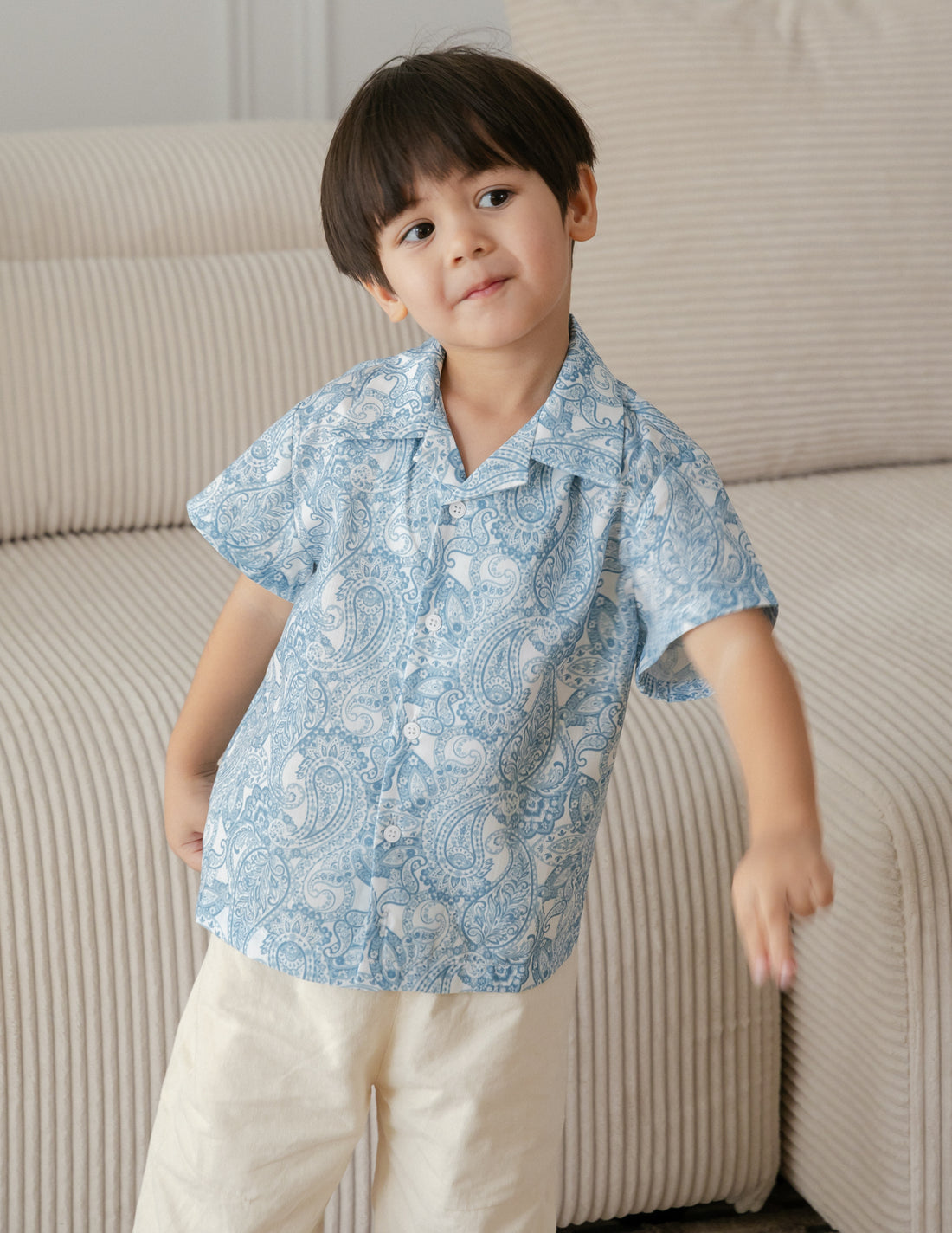 Theo Printed Boy's Shirt in Paisley