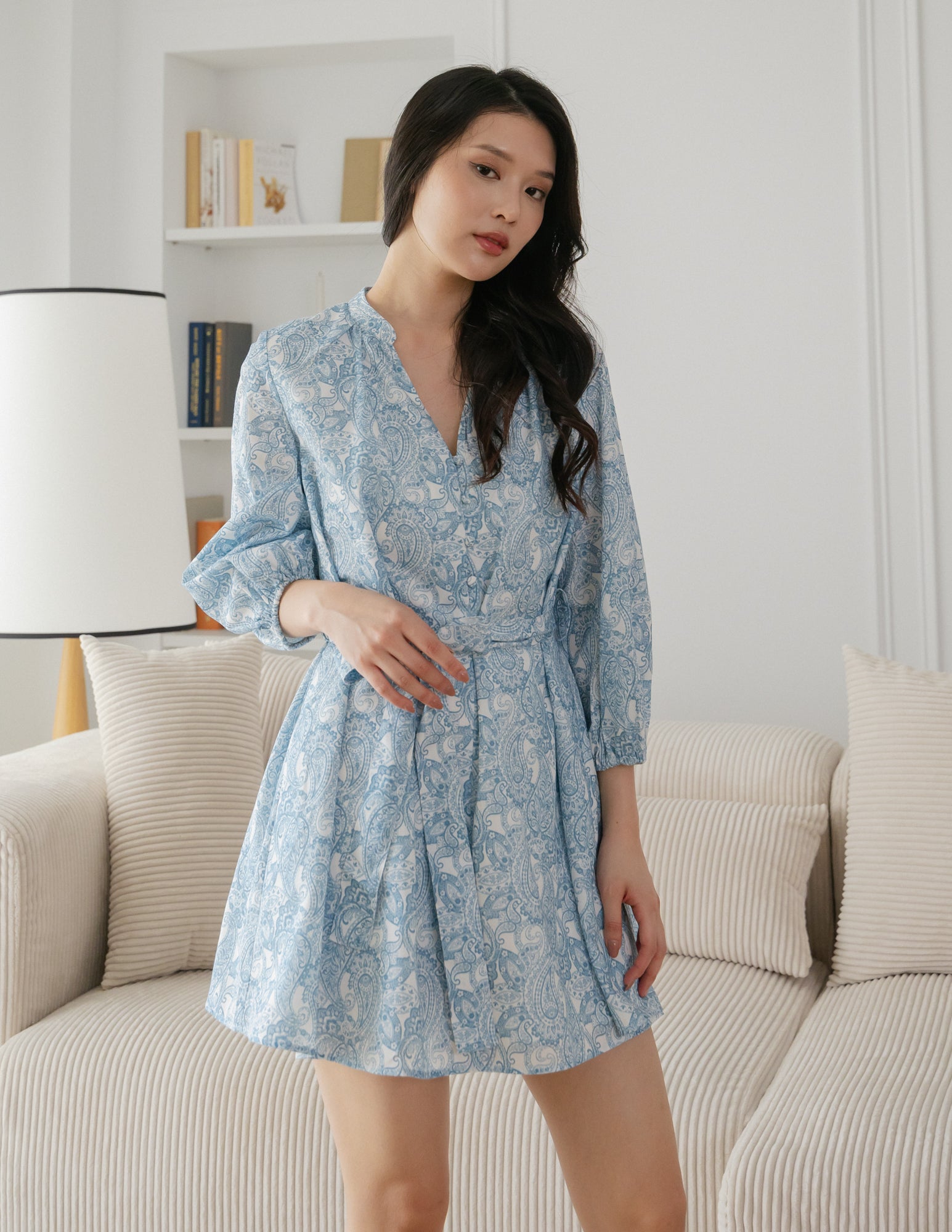 Lillie Printed Mini Dress in Paisley