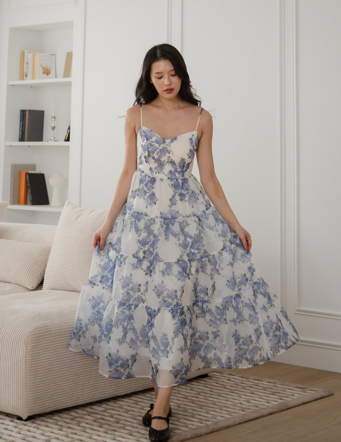 Tiana Organza Tiered Dress in Blue