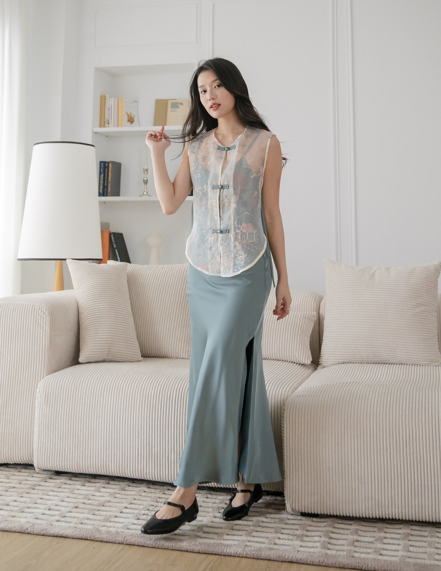 Maggie 2-Piece Oriental Maxi Dress in Teal