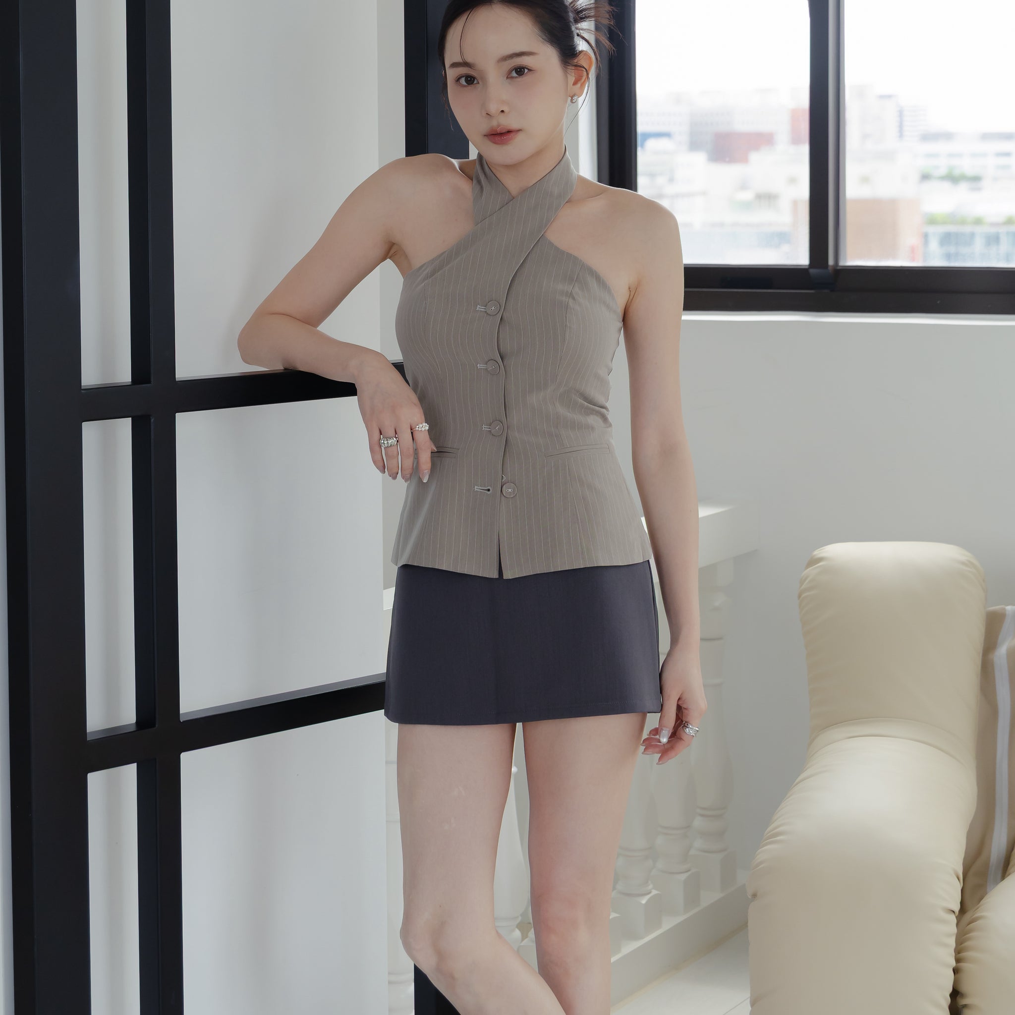 Dani Mini Skorts in Charcoal