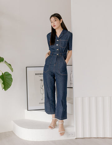 Parker Denim Jumpsuit in Dark Wash