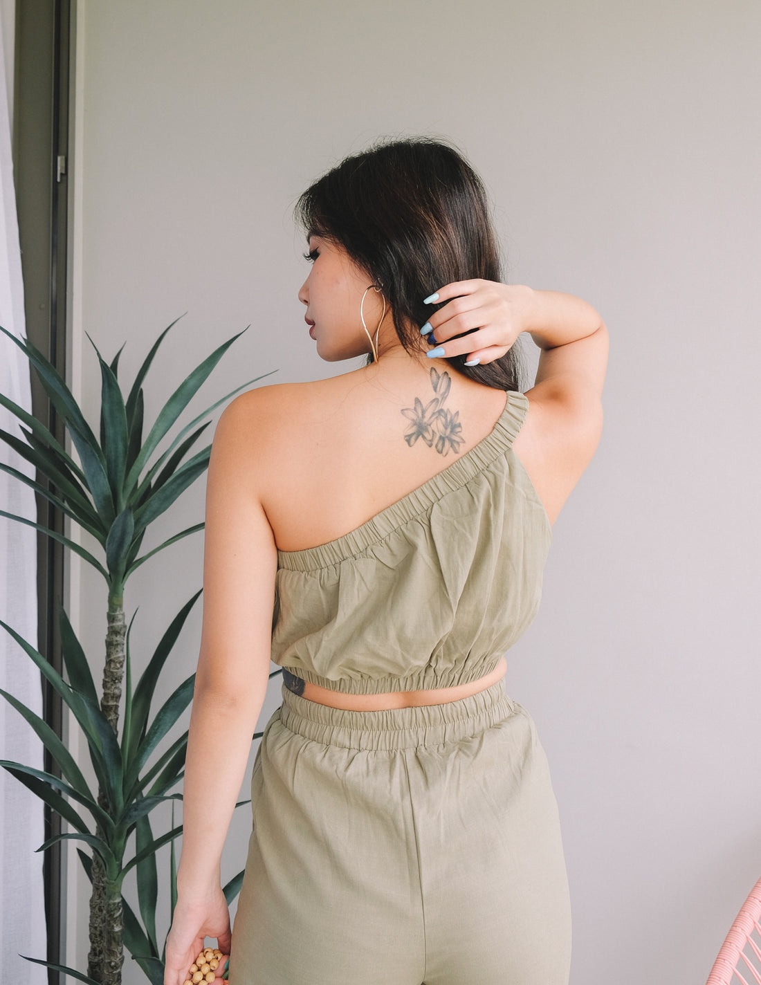 Jenna Linen Top in Olive