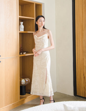 Francesca Jacquard Dress in Cream